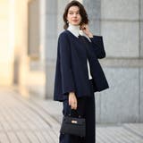 ネイビー | 【２点セット】フレアーラインジャケットワイドパンツセットアップスーツ | GeeRA