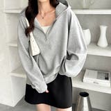 杢グレー | ハーフジップワッフルパーカー | GeeRA