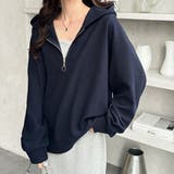 ネイビー | ハーフジップワッフルパーカー | GeeRA