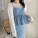 サックス系 | 楽ちん!デニムペプラムキャミワンピース | GeeRA