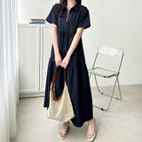 ネイビー | サッカーティアードハーフジップワンピース | GeeRA