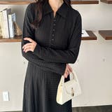 ポロ衿表面感素材マーメイドワンピース | GeeRA | 詳細画像15