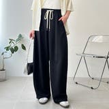 ブラック | さらっと着やすい!ストライプワイドパンツ | GeeRA