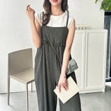 チャコール | フリルデザインサロペット | GeeRA