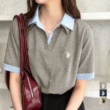 【U.S. POLO ASSN.】衿付ポロニットトップス | GeeRA | 詳細画像1