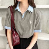 グレー | 【U.S. POLO ASSN.】衿付ポロニットトップス | GeeRA