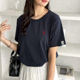 ネイビー | 【U.S. POLO ASSN.】接触冷感ワンポイント刺繍Tシャツ | GeeRA