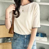 配色メロー5分袖表面感カットソー | GeeRA | 詳細画像3