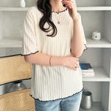 配色メロー5分袖表面感カットソー | GeeRA | 詳細画像7