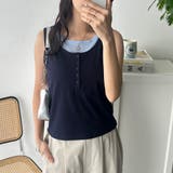 ネイビー | レイヤード風タンクトップ | GeeRA