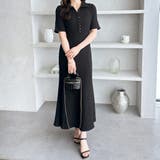 ブラック | 全骨格細見え！表面感素材マーメイドワンピース | GeeRA