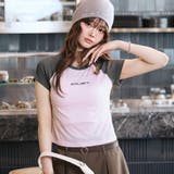 ピンク系 | ロゴ刺繍配色ラグランコンパクトTシャツ | GeeRA