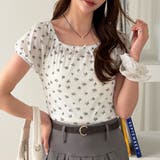 オフホワイト | アイレット小花柄パフスリーブTシャツ | GeeRA