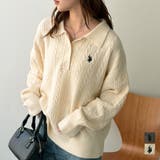 【U.S. POLO ASSN.】衿付ケーブルニット | GeeRA | 詳細画像1