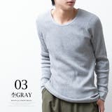 tシャツ メンズ 長袖 サーマル ワッフル 細身 Tシャツ クルーネック | GENELESS | 詳細画像7 