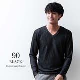 tシャツ メンズ Vネック 長袖 長袖tシャツ ストライプ 細見え スリム | GENELESS | 詳細画像8 