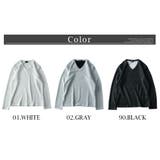 tシャツ メンズ Vネック 長袖 長袖tシャツ ストライプ 細見え スリム | GENELESS | 詳細画像9 