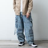 カーゴパンツ メンズ ゆったり デニム ケミカルウォッシュ ジーパン | GENELESS | 詳細画像11