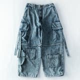 カーゴパンツ メンズ ゆったり デニム ケミカルウォッシュ ジーパン | GENELESS | 詳細画像12
