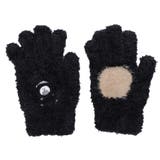 クマ柄ブラック | さっと出せて、さっとしまえる♪指を出し入れできるレディース手袋YUBIDERUユ… | GlovesDEPO