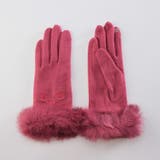 ネコ柄ピンク | レディース ラビットファー付きジャージー手袋 ネコ柄＆無地 | GlovesDEPO