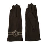 ダークブラウン | レディース刺繍ジャージ手袋 タッチパネル対応 吸湿発熱手袋 | GlovesDEPO