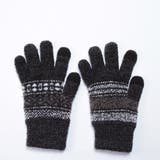 ブラック | メンズ のびのびあったかニット手袋 ノルディック柄 | GlovesDEPO【MEN】