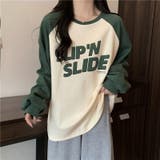 グリーン | フロントプリントバイカラーロングTシャツ 10070 | G&L Style