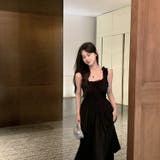 ブラック | フリル×リボンノースリーブワンピース 10331 | G&L Style