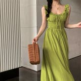 グリーン | フリル×リボンノースリーブワンピース 10331 | G&L Style