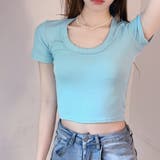 ブルー | Uネックショート丈Tシャツ 10332 | G&L Style
