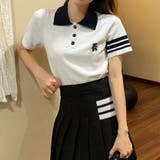バイカラーフロントボタンワンポイントトップス 10341 | G&L Style | 詳細画像4 