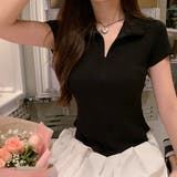 ブラック | フロントジップラウンドTシャツ 10351 | G&L Style