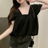 ブラック | バックオープンスクエアネックボリュームトップス 10356 | G&L Style