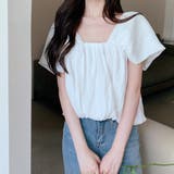 ホワイト | バックオープンスクエアネックボリュームトップス 10356 | G&L Style