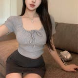 グレー | フロントリボンリブ半袖Tシャツ 10358 | G&L Style