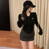 リボンブローチ付き リブニットトップス 10377 | G&L Style | 詳細画像1