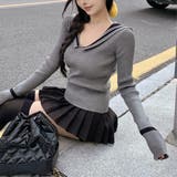グレー | セーラーカラー リブニットトップス 10378 | G&L Style
