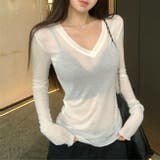 ホワイト | VネックシアーロングTシャツ 10392 | G&L Style