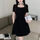 ブラック | ギャザーデザインAラインミニワンピース 10400 | G&L Style