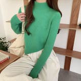 グリーン | アシンメトリー薄手ニットトップス 10408 | G&L Style