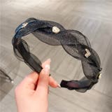 ブラック | ハートモチーフシフォンカチューシャ 10419 | G&L Style