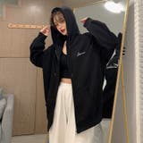 ブラック | レタリング 薄手 ジップパーカー 7981 | G&L Style