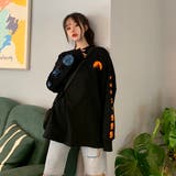 ブラック | カジュアル プリント ロングTシャツ 7995 | G&L Style