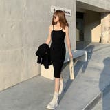 ブラック | リブニットキャミソールワンピース 9276 | G&L Style