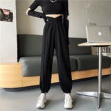 ブラック | ウエストクロスデザインジョガーパンツ 9644 | G&L Style