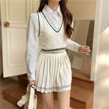 ホワイト | ニットベストニットスカート セットアップ 9948 | G&L Style