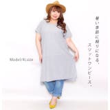 UV対策&吸湿速乾Vネックスリット入りワンピース ♪ 大きいサイズ | GOLDJAPAN 大きいサイズ専門店 | 詳細画像2