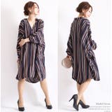 マルチストライプ柄スキッパーシャツ 大きいサイズ レディース | GOLDJAPAN 大きいサイズ専門店 | 詳細画像7