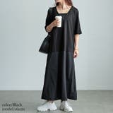 大きいサイズレディース ワンピース Vネック異素材ドッキングワンピース | GOLDJAPAN　大きいサイズ専門店 | 詳細画像7 